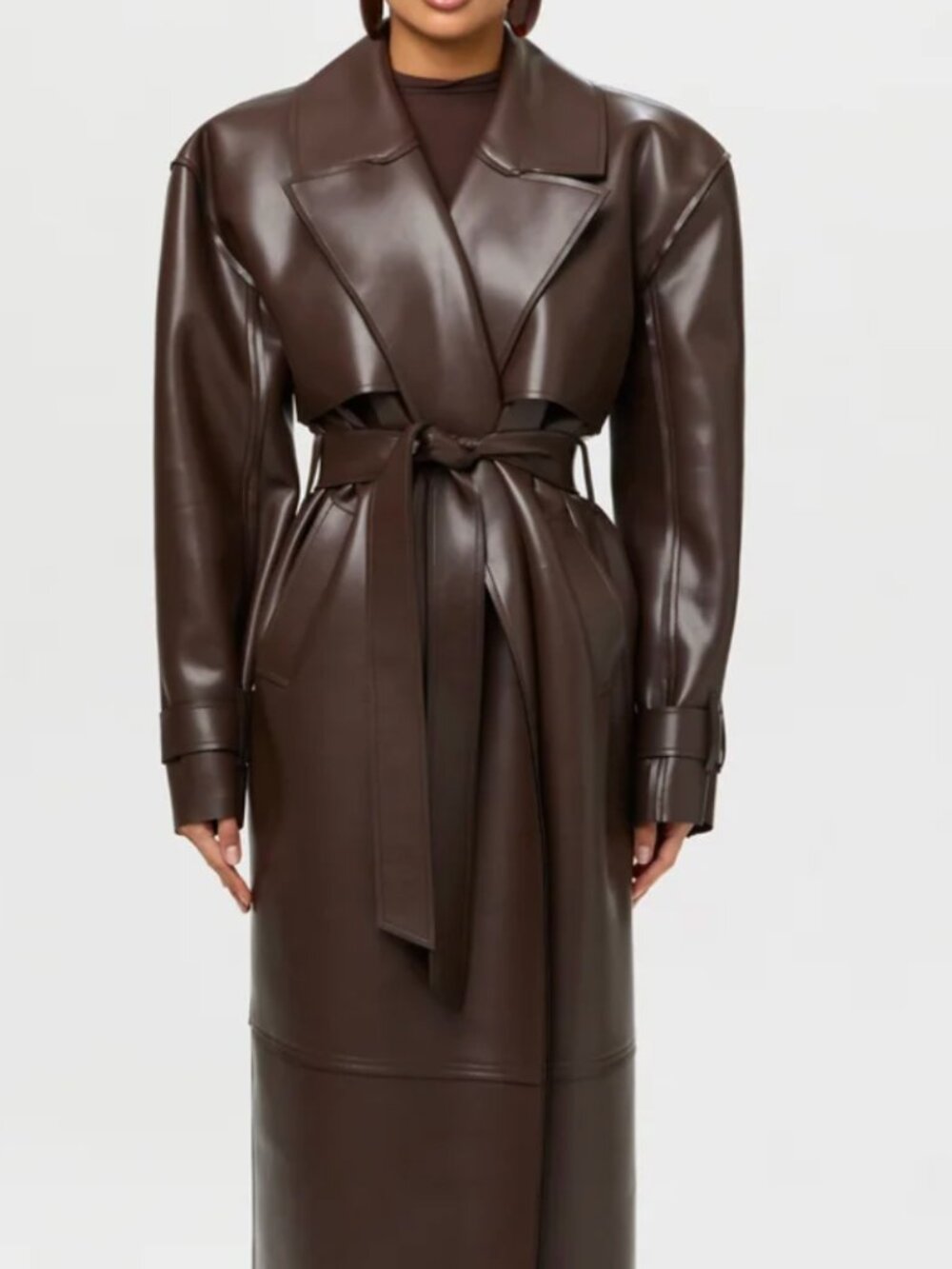 Vegan Leather Trench Coat - Brand New - Small